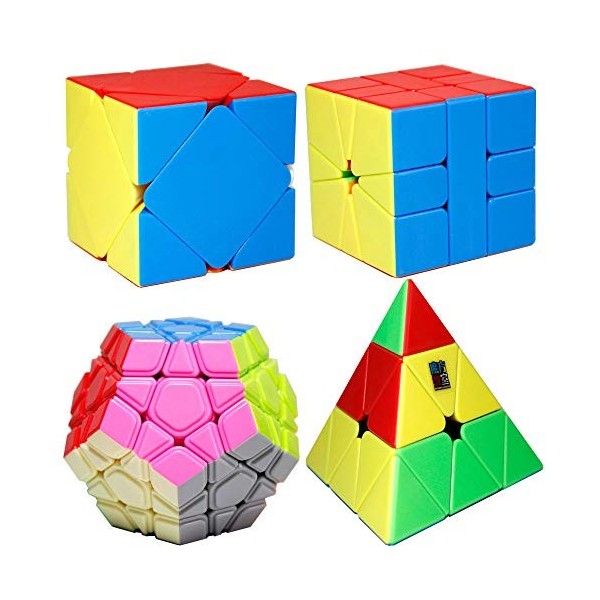 Moyu MoFangJiaoShi MFJS 4 Différents Cube Puzzle Cube Ensemble Contient 3x3 Pyramide Cube Magique + 3 Couches Cube Magique Do