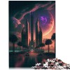 Puzzle 1000 pièces pour Adultes Bâtiment de Ville futuriste Puzzles en Bois Jeux de Puzzles relaxants 19,7 x 29,5 Pouces