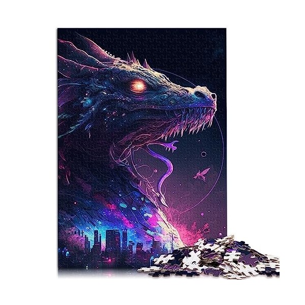 Puzzle 1000 pièces pour Adultes Bâtiment de Ville futuriste Puzzles en Bois Jeux de Puzzles relaxants 19,7 x 29,5 Pouces