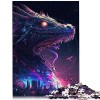 Puzzle 1000 pièces pour Adultes Bâtiment de Ville futuriste Puzzles en Bois Jeux de Puzzles relaxants 19,7 x 29,5 Pouces