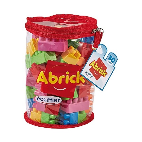 Jouets Ecoiffier -486 - Sac de briques à empiler Abrick – Jeu de construction pour enfants – 50 pièces – Dès 18 mois – Fabriq