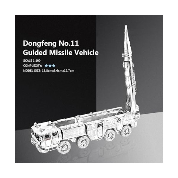 Puzzle 3D en Metal pour Adulte Adolescents, Kit de Modélisme en Véhicule lance-missiles Dongfeng 11, Découpé Au Laser en Puzz