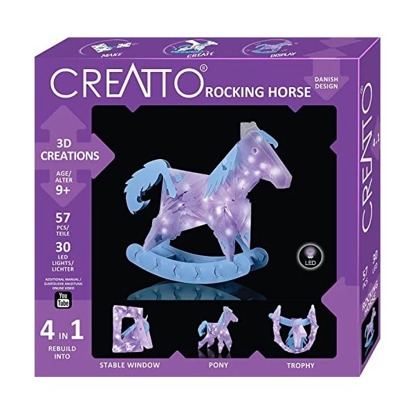 Kosmos- Cheval à Bascule Puzzle 3D DIY, 5700002003669, Argent Silver , Medium