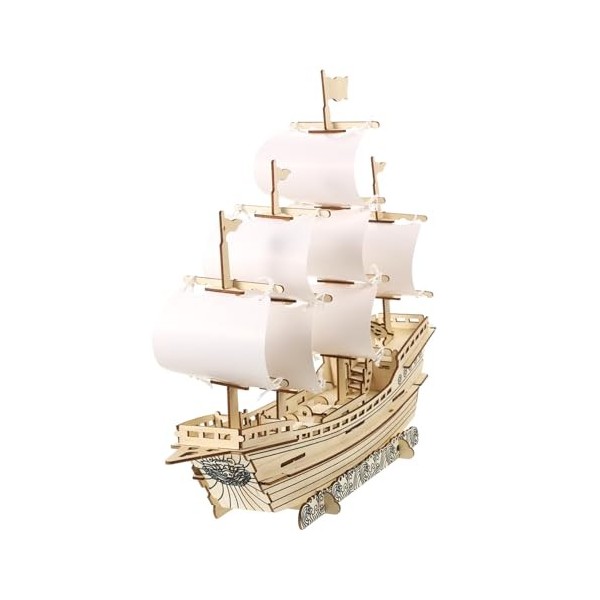 ERINGOGO 1 Jeu Puzzle 3D Voile Puzzles en Bois 3D pour Enfants Puzzles De Bateaux en Bois 3D Puzzle Mécanique en Bois 3D Déco