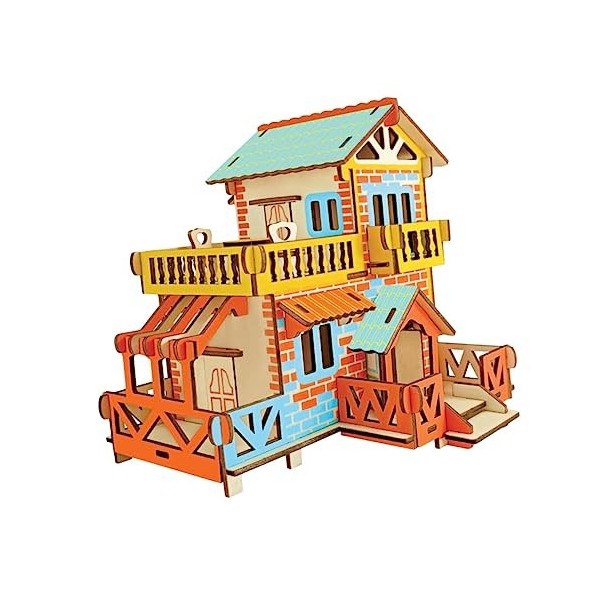 ibasenice Maison Puzzle 3D Kit De Puzzles 3D Bricolage Modèle De Construction Jouet Artisanat Scie Sauteuse Maquette Énigmes 