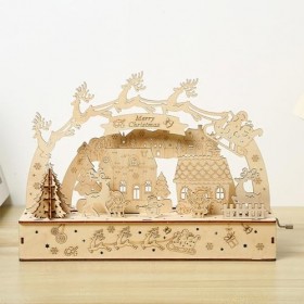 Boîte à Musique de Noël Artisanale, Puzzle 3D en Bois pour Enfants, Hommes