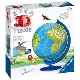 Ravensburger Children’s World Globe 3D Jigsaw Puzzle for Kids age 6 Years Up - 180 Pieces - No Glue Required