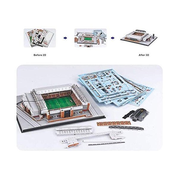 CMO Stade 3D Puzzle， Modèle de Stade Anfield de Liverpool Puzzle Casse-tête Bricolage Souvenir 16 "X 12" X 4 " 