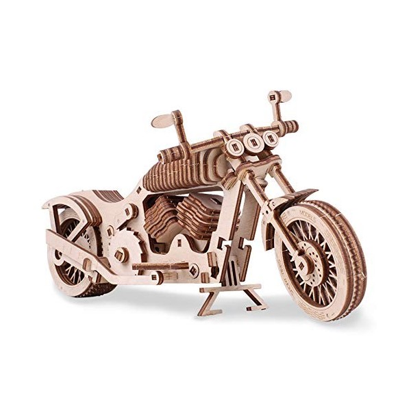 GuDoQi Puzzle 3D Bois, Modèle de Moto Mécanique avec Moteur à Bande de Caoutchouc, Maquette en Bois a Construire pour Adulte 