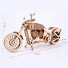 GuDoQi Puzzle 3D Bois, Modèle de Moto Mécanique avec Moteur à Bande de Caoutchouc, Maquette en Bois a Construire pour Adulte 