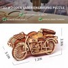 Puzzles 3D de Moto avec Side-Car - Kits de modèles en Bois de Tricycle de Moto pour Adultes à Construire - Kit de modèles de 