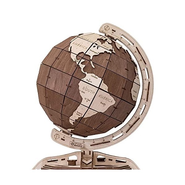 EWA Eco-Wood-Art Modèle de Globe Construire avec boîte secrète 3D mécanique en Bois-Puzzle pour Adultes et Adolescents-Assemb