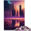 Puzzle 1000 pièces pour Adultes Bâtiment de Ville futuriste Puzzles en Bois Jeux de Puzzles relaxants 19,7 x 29,5 Pouces