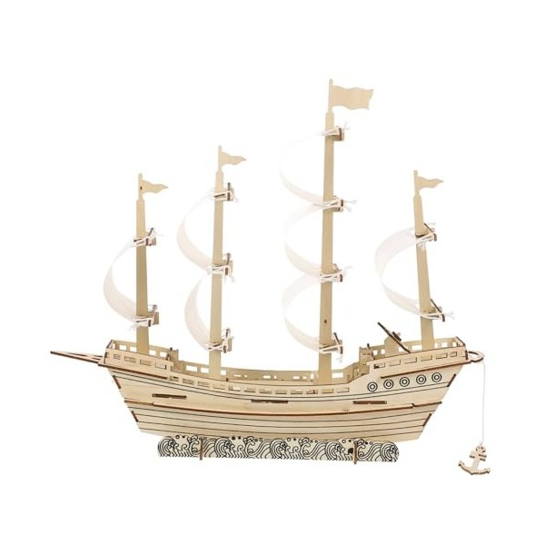 ifundom 1 Ensemble 3D Voile Puzzle Puzzles en Bois pour Adultes 3D Puzzles Jouets Adulte Bâtiment Nautique Bateau en Bois Mod