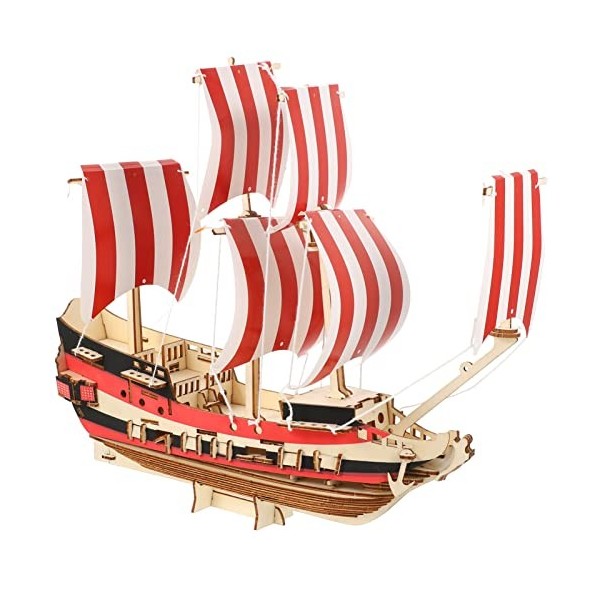 ifundom 1 Ensemble 3D Voile Puzzle Puzzles en Bois pour Adultes 3D Puzzles Jouets Adulte Bâtiment Nautique Bateau en Bois Mod