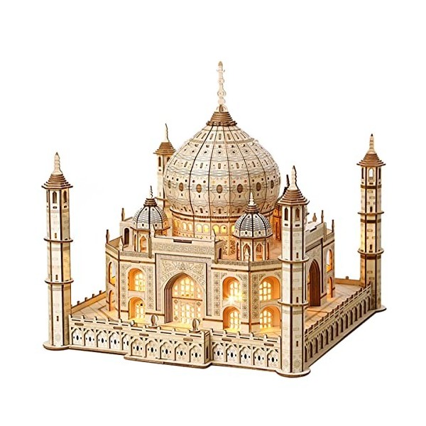 OSPALEM 388pcs Kit de Puzzle de modèle 3D Mahal Kit de modèle de Taj Mahal avec Un modèle de Bricolage LED Kit