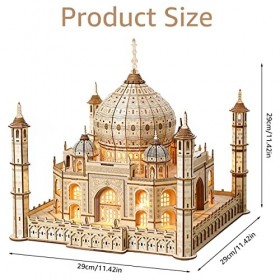 OSPALEM 388pcs Kit de Puzzle de modèle 3D Mahal Kit de modèle de Taj Mahal avec Un modèle de Bricolage LED Kit
