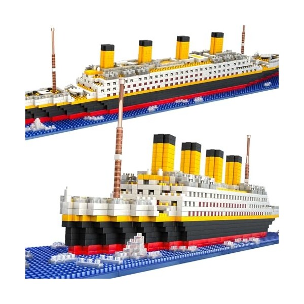 HYG Toys Titanic Micro Mini Building Blocks Set, 1860 pièces Titanic - Briques de modélisation - Puzzle 3D - Jouet éducatif -