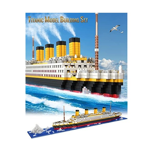 HYG Toys Titanic Micro Mini Building Blocks Set, 1860 pièces Titanic - Briques de modélisation - Puzzle 3D - Jouet éducatif -