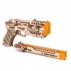 Wood Trick Cyber Gun 3D Wooden Puzzle - Rubber Band Gun Pistol - Shoots up to 20 feet - Wood Model Kit for Adults and Kids to