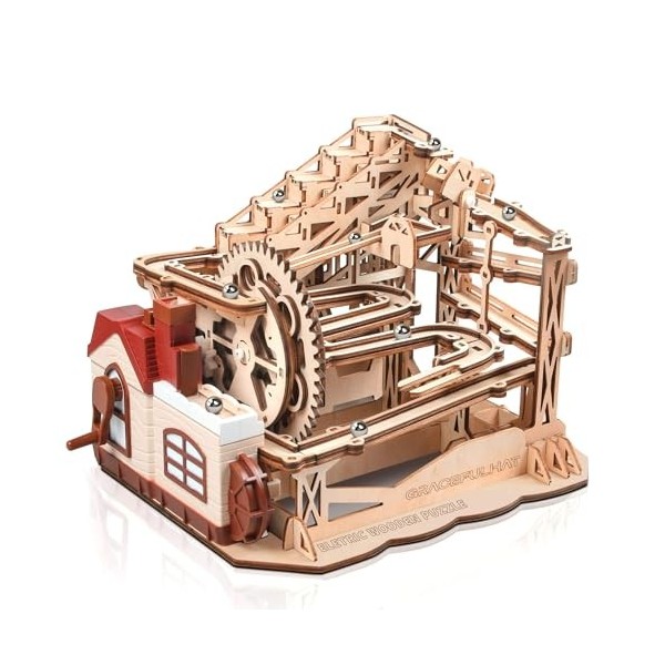 Gracefulhat Maquette Puzzle 3D Bois, Adulte Construction Course de Marbre Maquette en Bois a Construir Mécanique pour Enfants