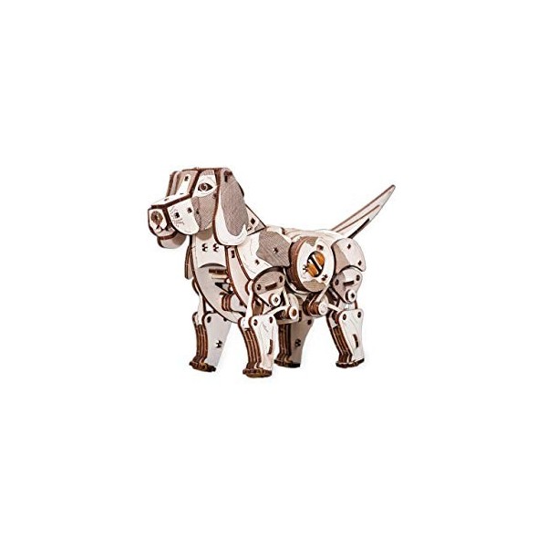 EWA Eco-Wood-Art Chien 3D mécanique en Bois-Puzzle pour Adultes et Adolescents-Assemblage sans colle-246 pièces, Puppy, Natur