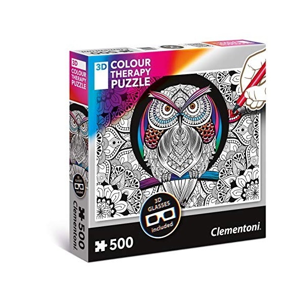 Clementoni - 35050 - 3D Colour Therapy Puzzle - Sowa - 500 Pièces