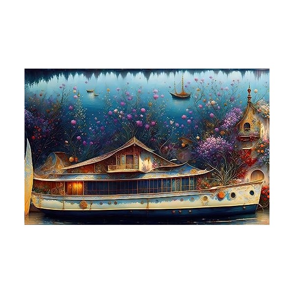 Puzzle Adulte 1000 Pièces, Puzzle 3D, Croisière sous-Marine De Rêve, Mer Fleurie Puzzle en Bois 75X50Cm