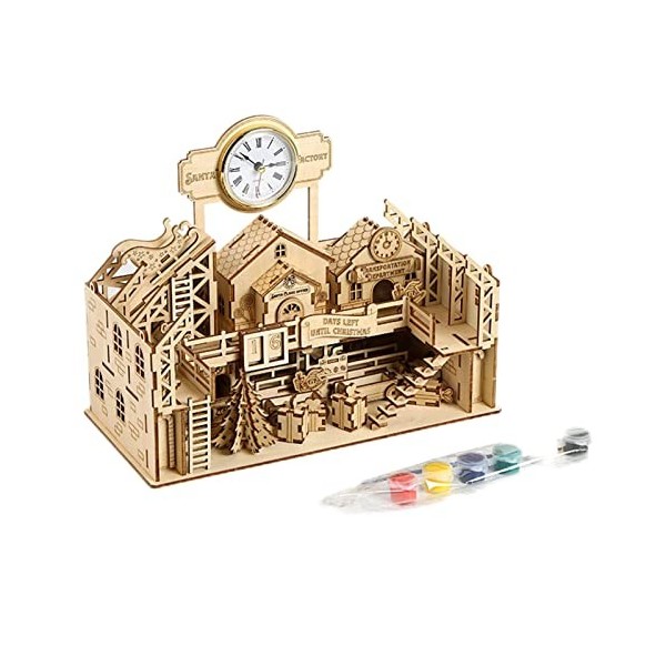 lembrd Puzzles en Bois 3D modèles dusine du Père Noël,Jouet éducatif Construction modèles en Bois 3D - Casse-tête Casse-tête