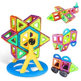 Uootach Lot de 84 Jeu de Blocs de Construction magnétiques, Jouets magnétiques, Blocs de Construction magnétiques, Jouet éduc