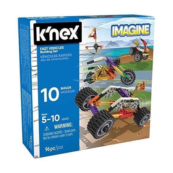 KNex Imagine 45510 10 Model Beginner Fun Fast Vehicles Building Set, Construction Toys for Sensory Play, 96 Piece Stem Learn