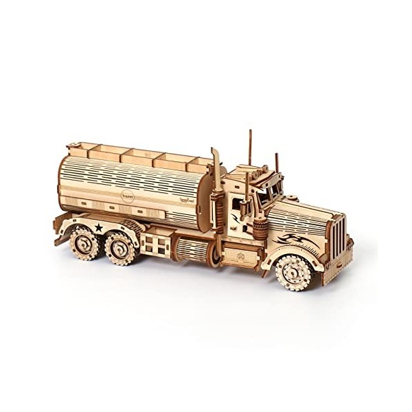 Cuteefun Maquette en Bois a Construire Camion Citerne, Puzzle 3D Bois, Jeu de Construction en Bois Adulte, Cadeaux pour Garço