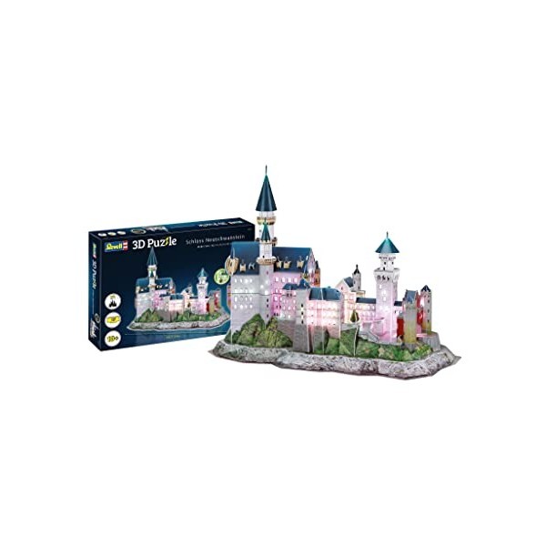 Revell 3D Puzzles- Revell 3D-00151-Château de Neuschwanstein à Construire-LED Edition Puzzle 3D, 151, Multicolore