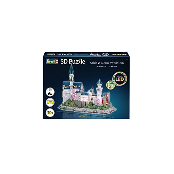 Revell 3D Puzzles- Revell 3D-00151-Château de Neuschwanstein à Construire-LED Edition Puzzle 3D, 151, Multicolore