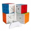 OJIN Lot de Cubes de Vitesse spécifiques 2x2 3x3 4x4 5x5 sans Autocollant Bright Cube Magique Lisse Puzzles Cube Set avec Emb