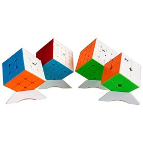 OJIN Lot de Cubes de Vitesse spécifiques 2x2 3x3 4x4 5x5 sans Autocollant Bright Cube Magique Lisse Puzzles Cube Set avec Emb