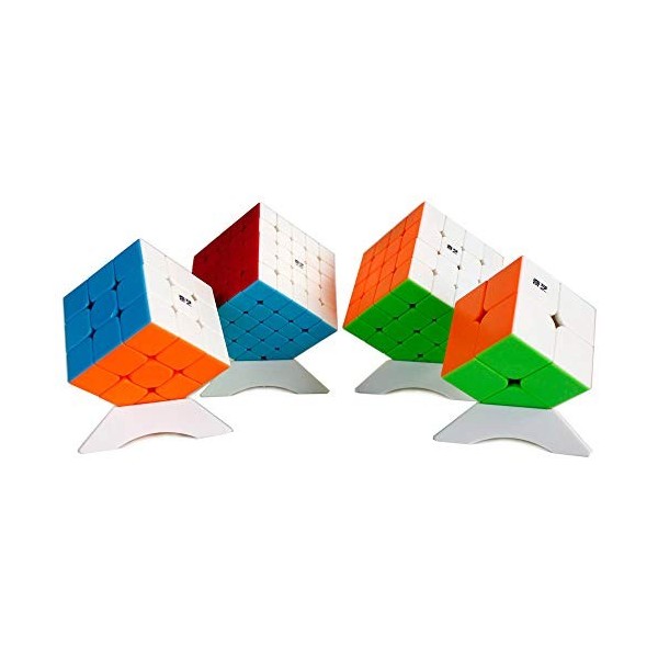 OJIN Lot de Cubes de Vitesse spécifiques 2x2 3x3 4x4 5x5 sans Autocollant Bright Cube Magique Lisse Puzzles Cube Set avec Emb