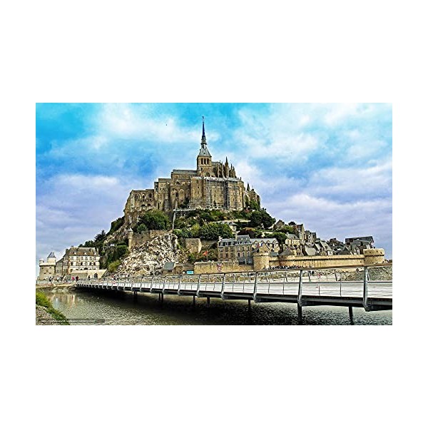 YANCONG Puzzle Adulte 500 Pièces, Puzzle 3D Mont Saint-Michel sous Ciel Bleu Cadeaux Uniques Décoration dart Mural Bricolage