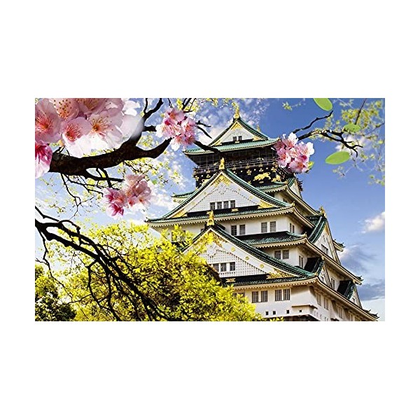 YANCONG Puzzle Collection 500 Pièces, Puzzle 3D Temple Japonais Sakura Puzzle Bois Imprimé HD
