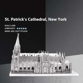 Puzzle 3D en Metal pour Adulte Adolescents, Kit de Modélisme en Cathédrale Saint-Patrick, New York, Découpé Au Laser en Puzzl