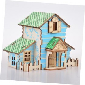 Toyvian 6 Pièces Bricolage Cabine Modèle en Bois Artisanat Puzzles en Bois Puzzles pour Enfants Puzzles 3 D Maison DAssembla