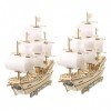 Toyvian 2 Ensembles Puzzle 3D Voile Puzzle Casse-tête Voilier Maquette De Bateau Kit De Construction De Bateau De Pêche Puzzl