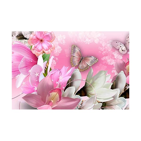 Puzzle en Bois Adulte 500 Pièces, Puzzle 3D, Orchidées Roses, Fleurs Et Papillons