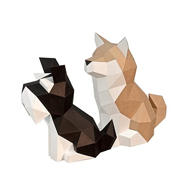 LWKBE Puzzles 3D, Puzzle de Chien Facile à Assembler Bricolage Paperraft Kits pour Adultes et étudiants-Schnauzer et Shiba In