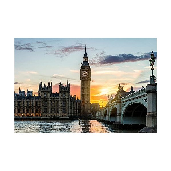 YANCONG Puzzle 500 Pièces, Puzzle 3D, Big Ben Et Westminster Bridge, Coucher De Soleil De Londres