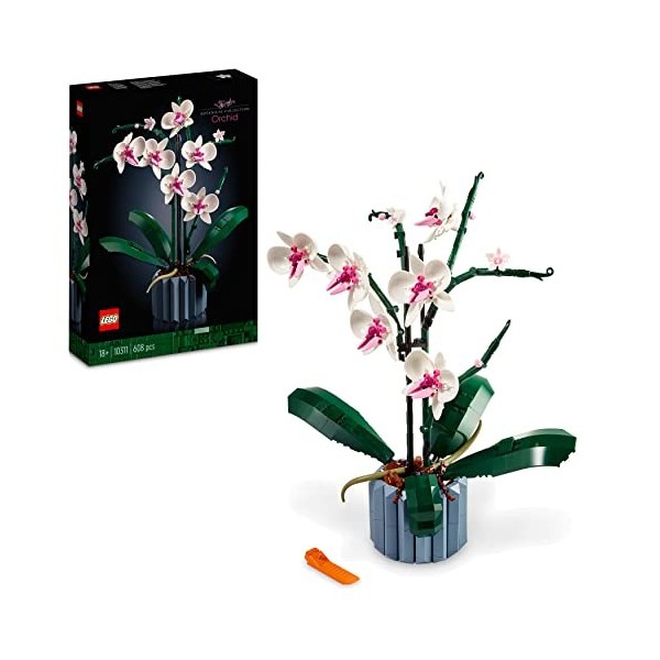 LEGO 10311 Icons L’Orchidée Plantes avec Fleurs Artificielles dIntérieur pour Décoration de Maison, Loisirs Créatifs pour Ad