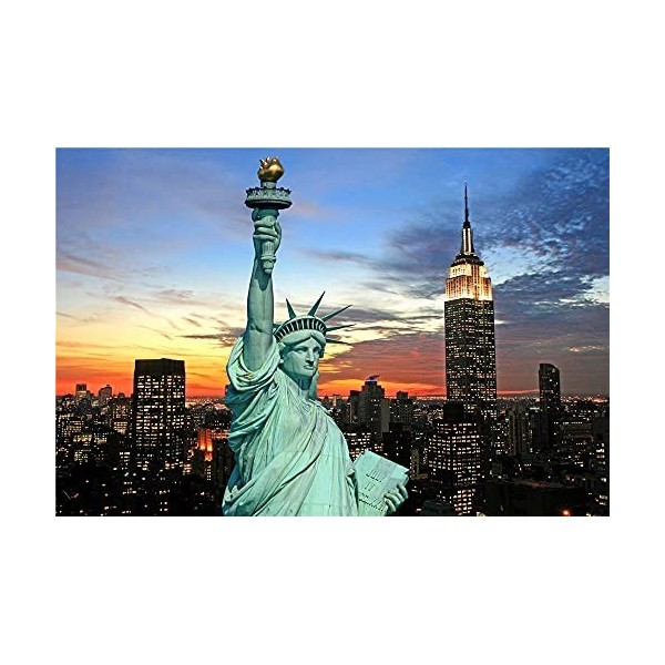 YANCONG Puzzle Enfant 500 Pièces, Puzzle 3D,Statue De La Liberté, Empire State Building De New York Puzzle 52X38Cm