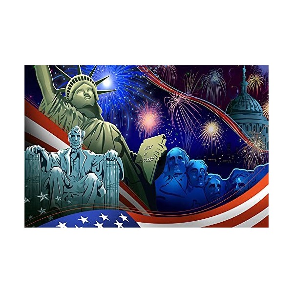 YANCONG Puzzle Adulte 500 Pièces, Puzzle 3D,Statue De La Liberté, Célébration dartifice, Maison Blanche, Likoln Puzzle 52X38