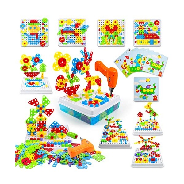 Jouet Enfant 3 Ans Jeux de Société STEM Kit Mosaique Puzzle 3D Construction 223 Pcs Educatif pour Bricolage Jouet Fille Garco