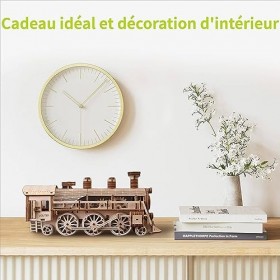 ACROPAQ - Kit Puzzle 3D Bois Horloge Train - Maquette à Construire - Modèles mécaniques pour Adultes - Pas Besoin de Colle - 